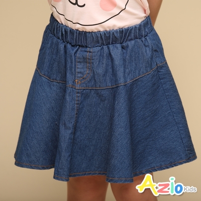 Azio Kids美國派 女童 短裙 拼接造型牛仔短裙(藍)
