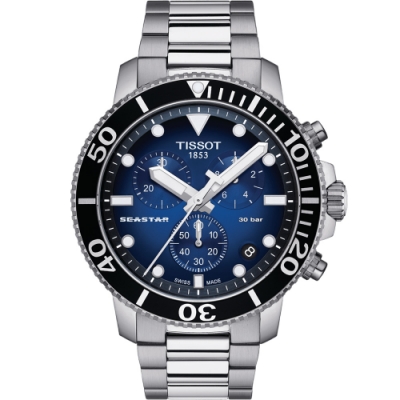 TISSOT 天梭 官方授權 Seastar海星300米潛水石英錶/46mm