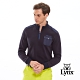 【Lynx Golf】男款法式羅紋剪接設計胸袋長袖立領POLO衫-深藍色 product thumbnail 2