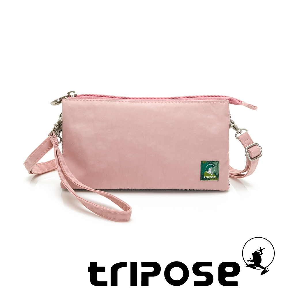 tripose 漫遊系列岩紋簡約微旅手拿/側肩包 玫瑰粉