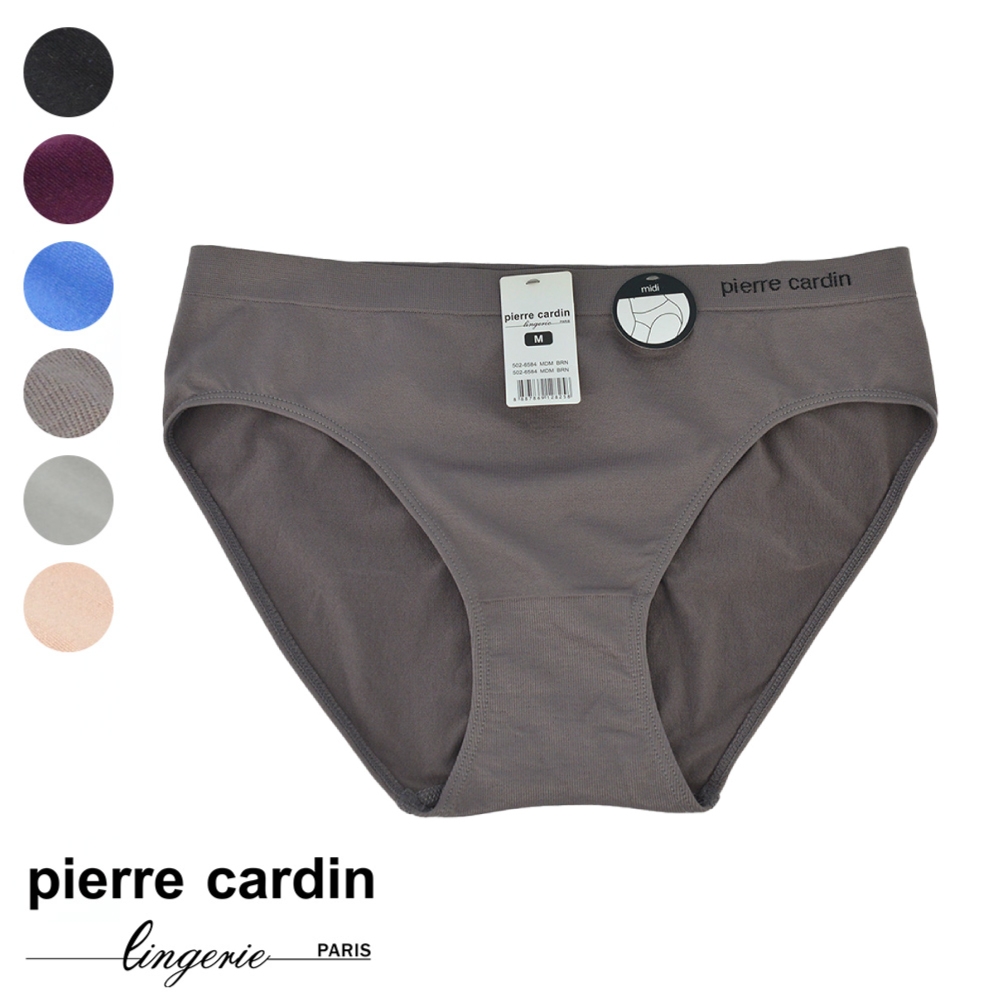 【pierre cardin 皮爾卡登女性內衣】一體成型針織中腰包臀三角褲-棕