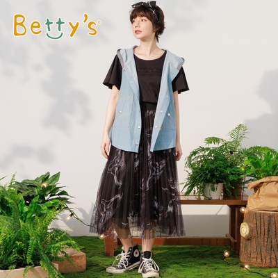 betty’s專櫃款　動物印花點點網紗裙 (黑色)