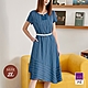 ILEY伊蕾 線條壓褶領結斜切裙擺長洋裝(藍色；M-2L)1232067460 product thumbnail 1