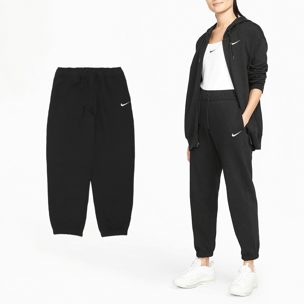 Nike 長褲NSW Pants 女款黑白棉褲褲子運動寬鬆縮口DM6420-010, NIKE