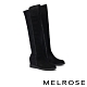 長靴 MELROSE 現代時尚晶鑽異材質拼接美型內增高長靴－黑 product thumbnail 1