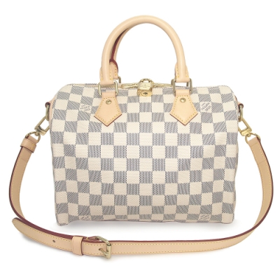 LV N41374 Damier Speedy 25 白色棋盤格手提/肩背包(小)