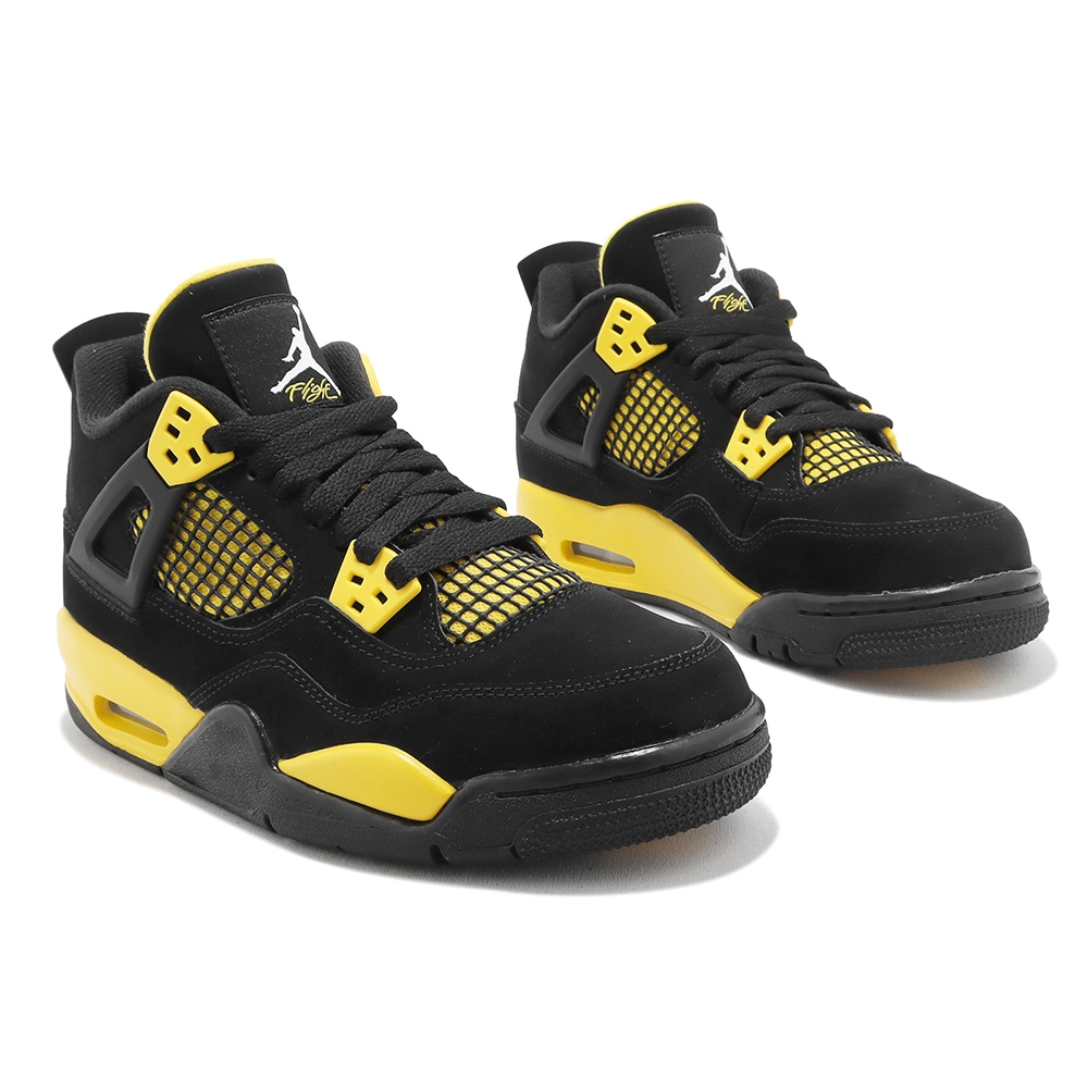 Nike Air Jordan 4 Retro GS Thunder 黑黃大童鞋女鞋雷神AJ4 4代408452