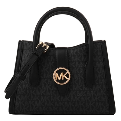 MICHAEL KORS 滿版MK防刮手提斜背兩用包(黑灰)S