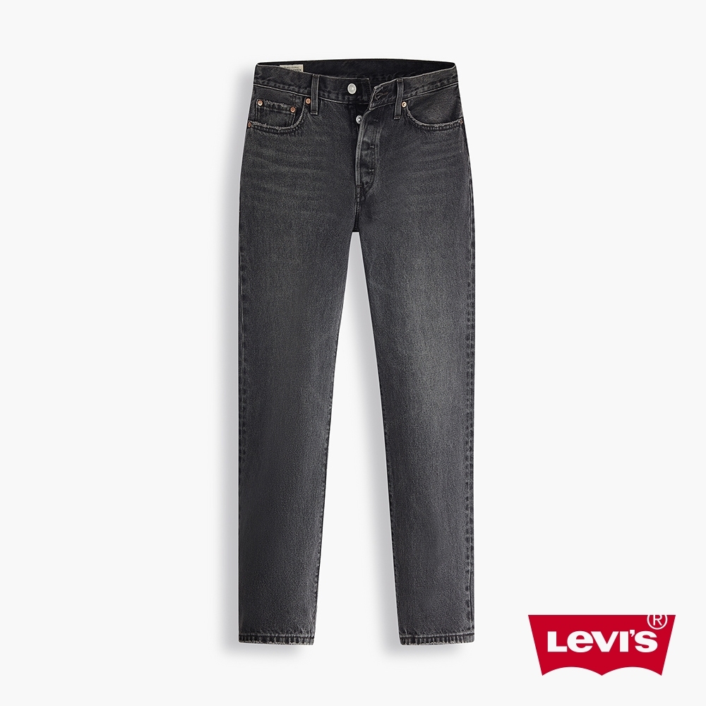 Levis 女款 90S高腰排釦直筒牛仔長褲 / 黑灰水洗