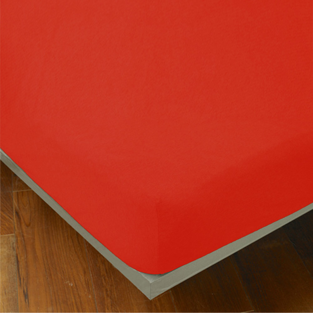 Yvonne Collection 雙人素面床包(5x6.2呎)-橘紅