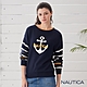 Nautica 女裝 船錨圓領長袖針織衫-深藍 product thumbnail 1