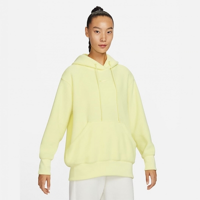 NIKE 上衣 女款 長袖上衣 帽T 運動 AS W NSW PLSH FZ HOODIE 黃 DQ6841-331