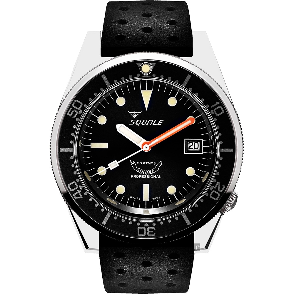 SQUALE 鯊魚錶 1521經典系列機械錶-黑/42mm