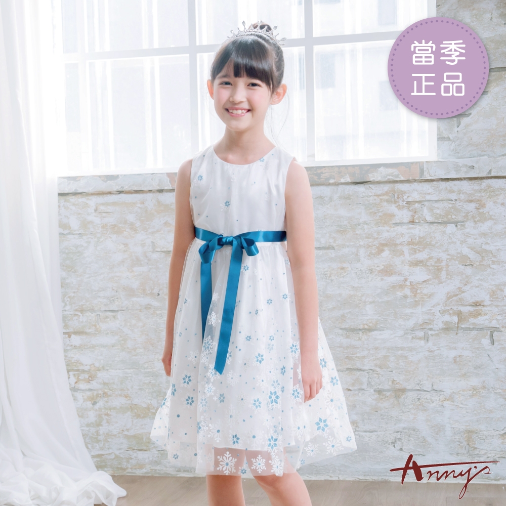 Annys安妮公主-浪漫雪花飄春夏款無袖綁帶禮服*3106藍色-6號