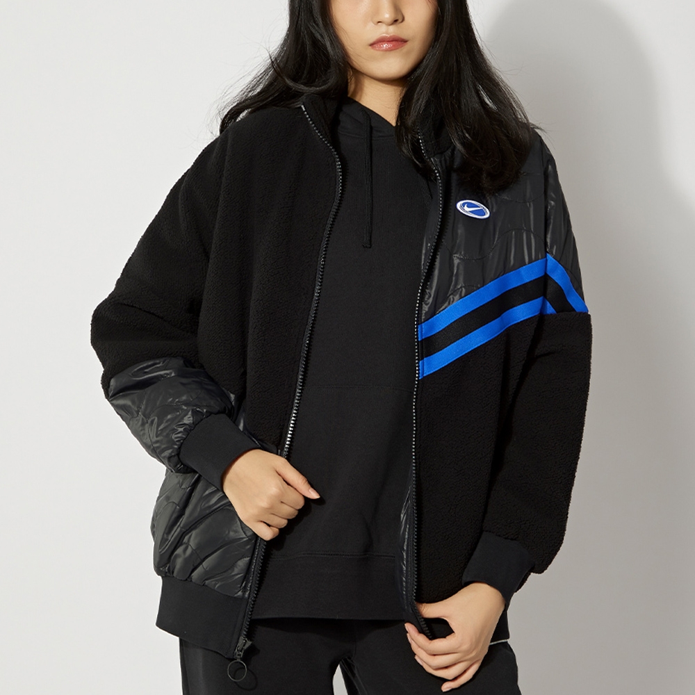 Nike As W Nsw Jkt Sherpa 女款黑色毛絨拼接寬鬆運動外套FB1821-010