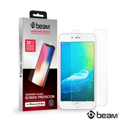 【BEAM】 iPhone 8+/7+/6+/6s+ 透明耐衝擊鋼化玻璃保護貼