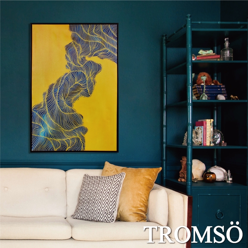 TROMSO時尚風華抽象有框畫大幅-摩登金線W976(60X90CM)