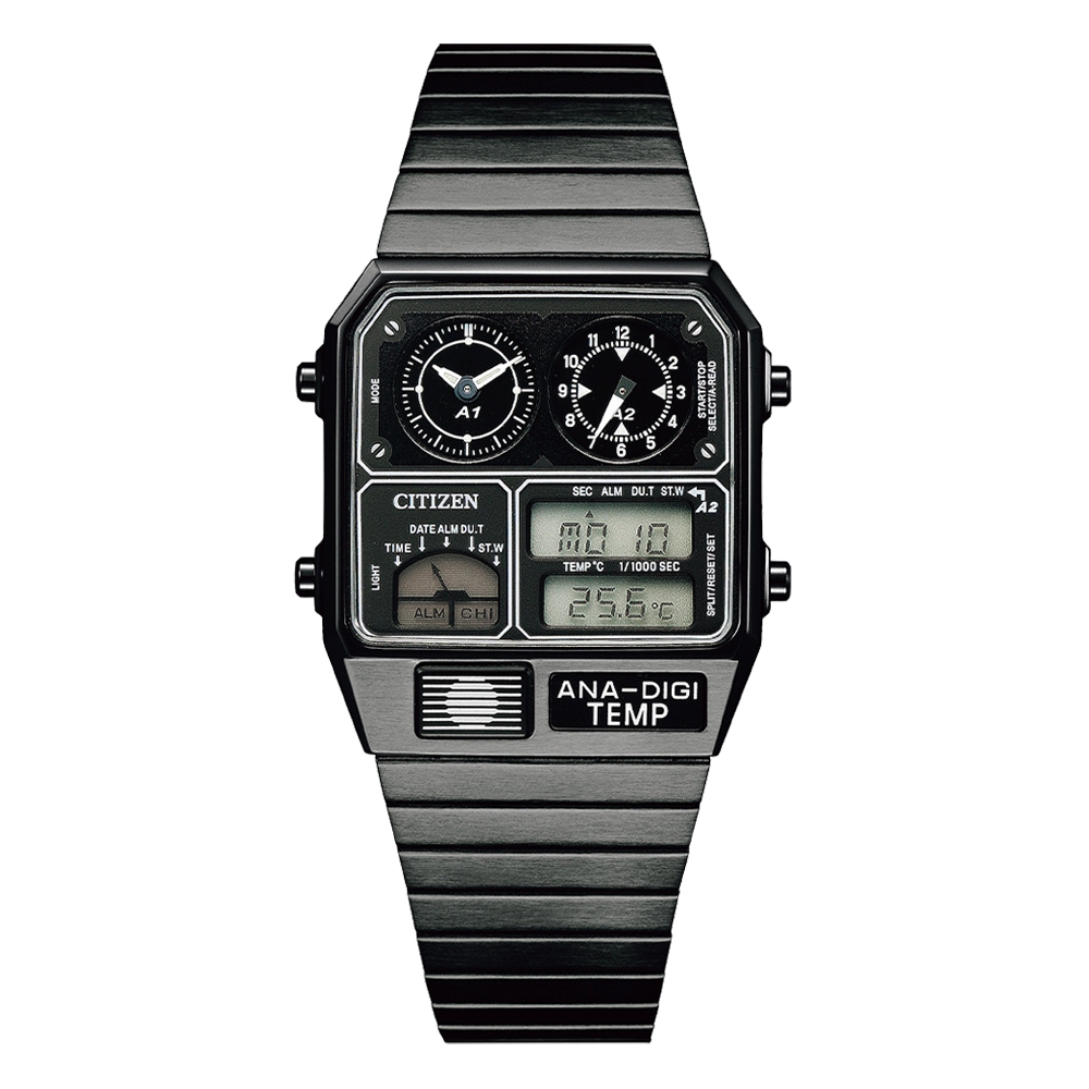 CITIZEN ANA-DIGI TEMP 經典復刻電子腕錶-全黑-JG2105-93E | 其他男錶