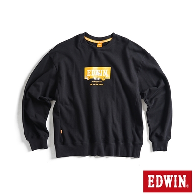 EDWIN 橘標 摔角手E君摔角招式寬版長袖T恤-男-黑色