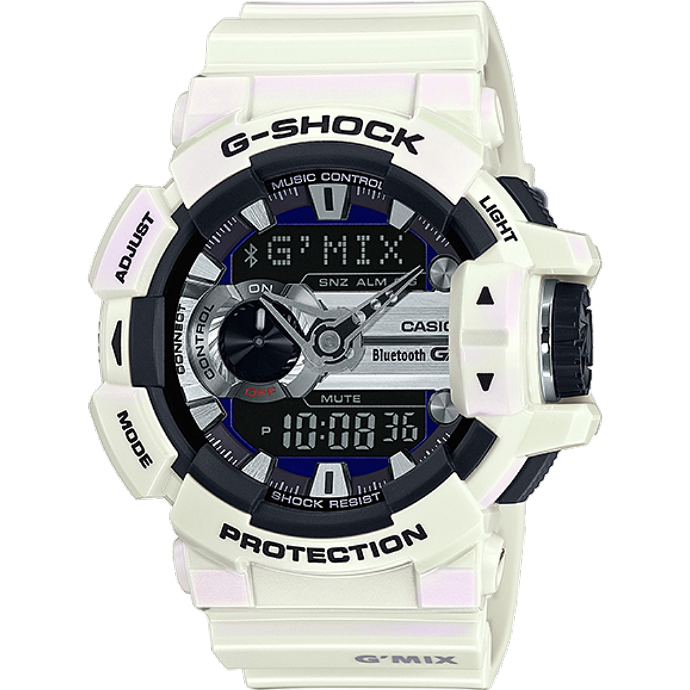 G-SHOCK MIX玩酷生活音樂控制藍芽錶(GBA-400-7C)-珠光白/51.9mm | G