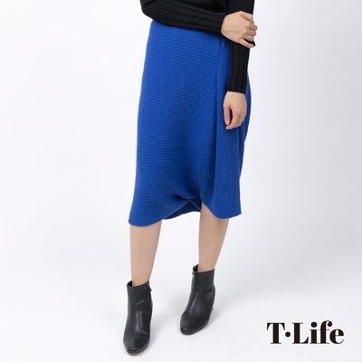 T.Life 前衛時尚不對稱修身織紋褲裙(2色)