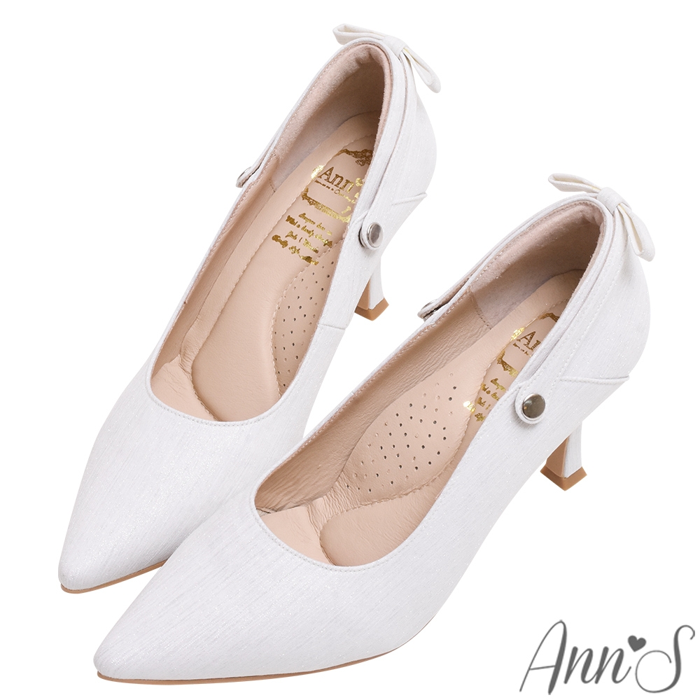 Ann’S美貌與實力-可三穿小蝴蝶結尖頭細跟鞋8.5cm-白