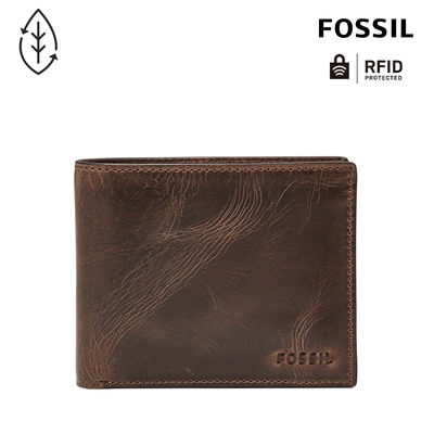 FOSSIL Derrick 真皮RFID防盜皮夾-咖啡色 ML3771201