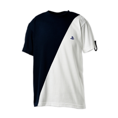 PlayStation雙色拼接T恤(B)-海軍藍/白