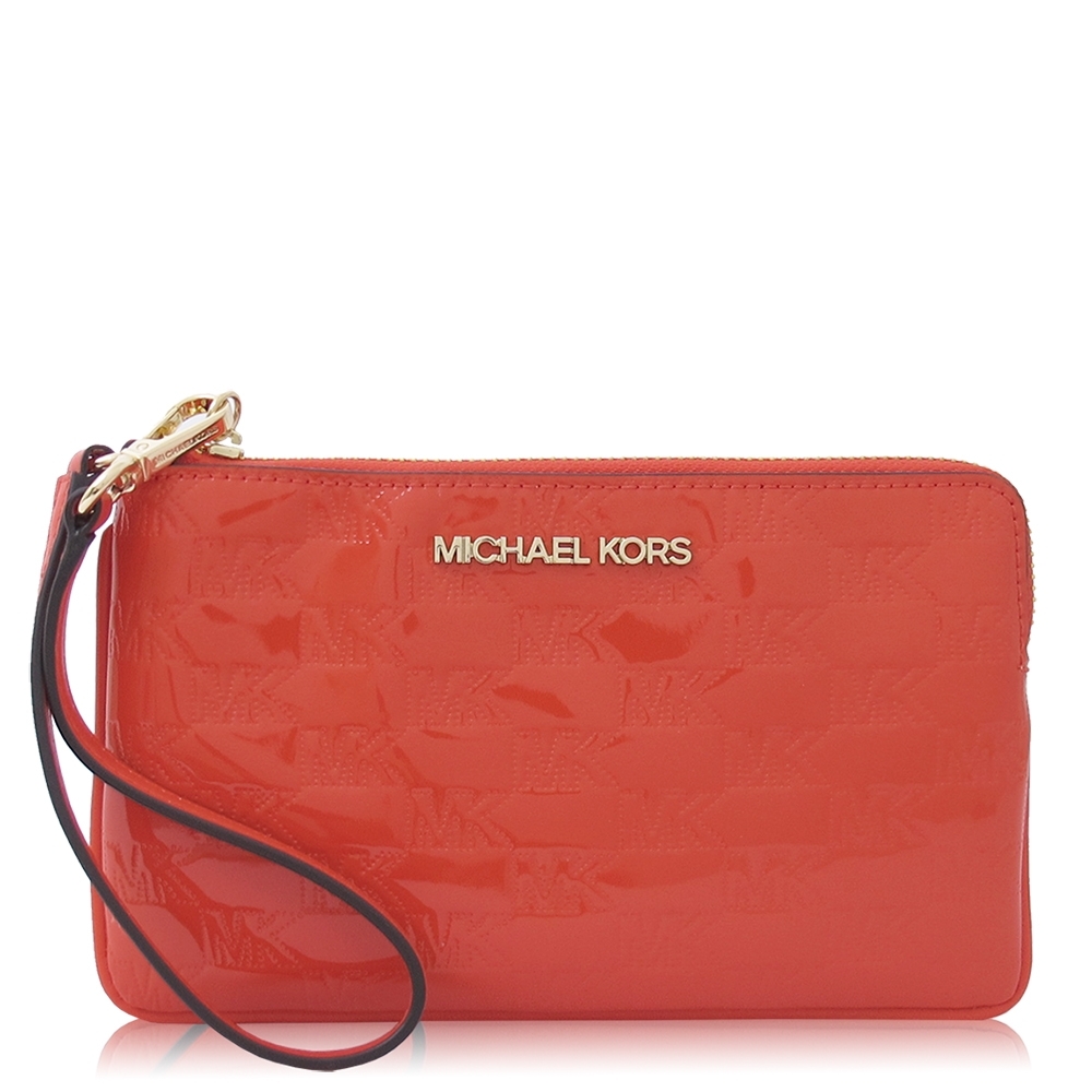 Michael Kors 漆皮壓印 / 手拿包(中款/橘色)