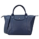 LONGCHAMP Le Pliage Cuir小羊皮寬背帶短把折疊水餃包(小/海軍藍) product thumbnail 1