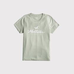 Hollister 海鷗 HCO 熱銷印刷文字海鷗圖案短袖T恤(女)-淡綠色