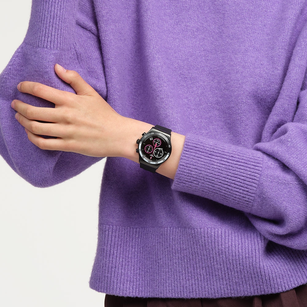 Swatch Irony 金屬Chrono系列手錶MAGENTA AT NIGHT (43mm) 男錶女錶