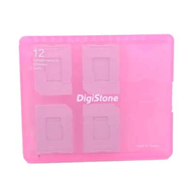 DigiStone 嚴選特A級 多功能記憶卡收納盒(12片裝) 粉色 1個
