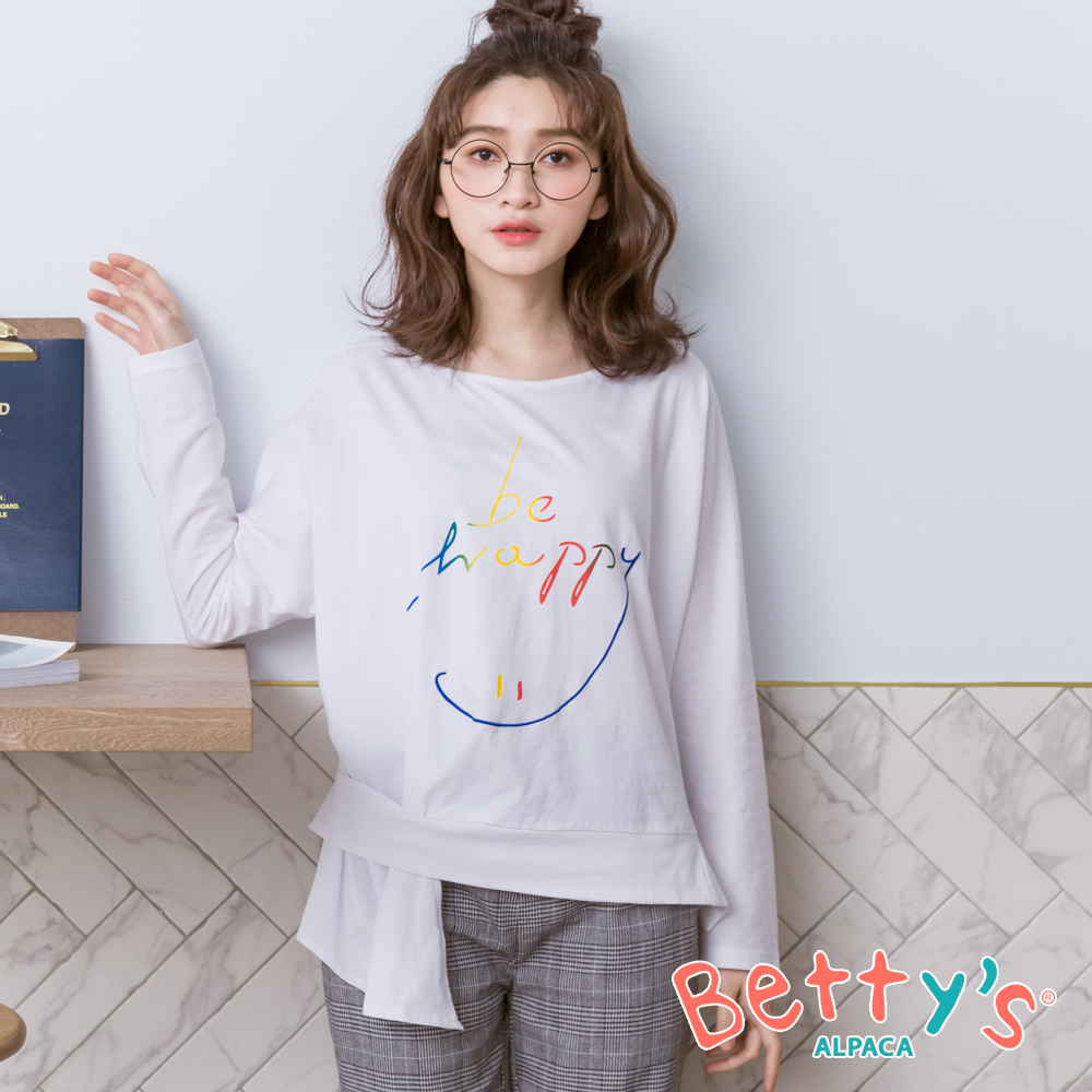 betty’s貝蒂思　be happy微笑印花微透膚T-shirt(白色)