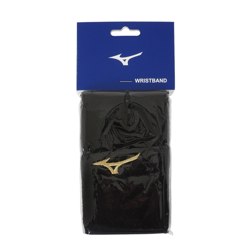 Mizuno Wristband [32TY0Y0095Q] 腕帶 護腕 運動 毛巾 吸汗 包覆佳 1入 15cm 黑金