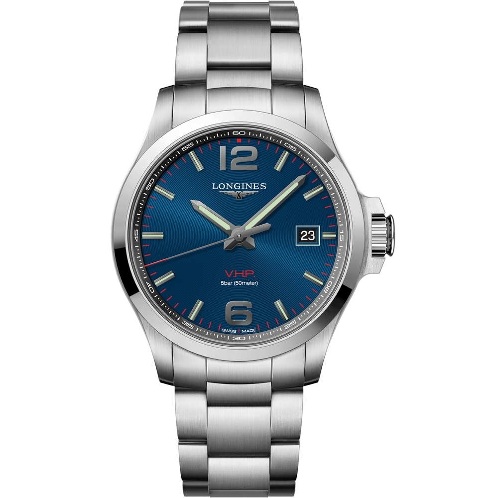 LONGINES浪琴 征服者系列V.H.P.萬年曆腕錶 L37264966-藍/43mm