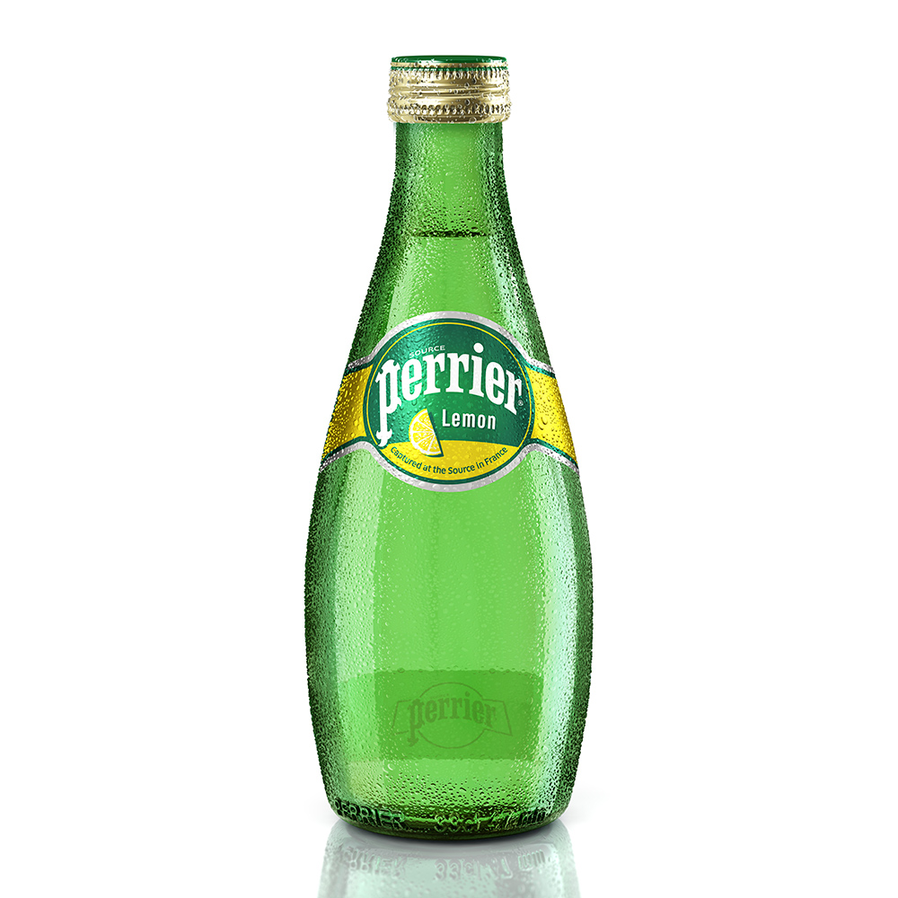 (活動) 法國Perrier 氣泡天然礦泉水-檸檬口味 玻璃瓶(330mlx24入)