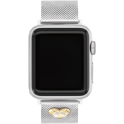 COACH Apple Watch 錶帶 38/40/41mm 適用 米蘭鍊帶 C字愛心錶帶 新春送禮-銀色(不含手錶)