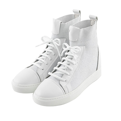 BESO 潮流之星 飛織布高筒拳擊休閒鞋~白