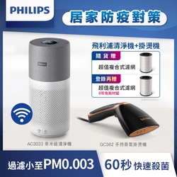 Philips 飛利浦抗敏殺菌組 GC362手持熨斗+AC3033清淨