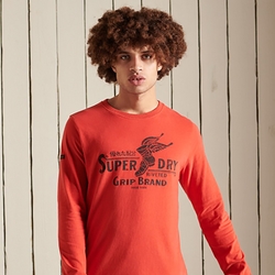 SUPERDRY 男裝 長袖T恤 SCRIPT STYLE WORKWEAR 橘紅