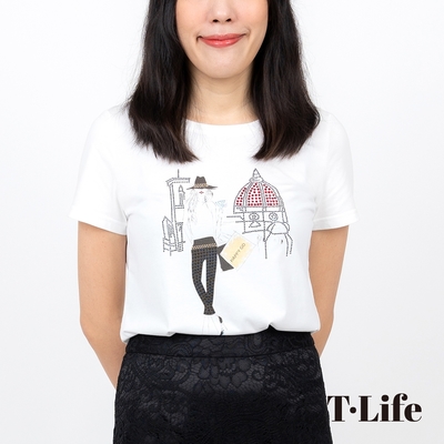 T.Life 法式浪漫女孩印花造型T恤(3色)