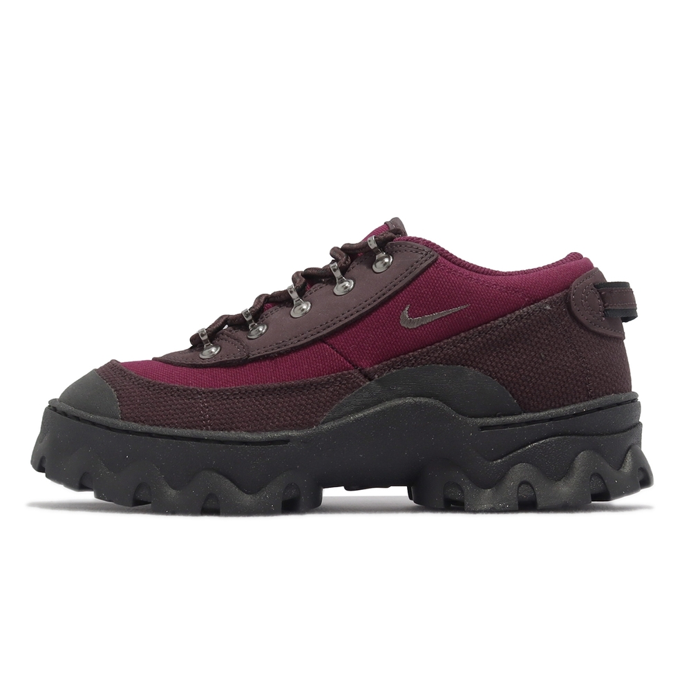 Nike 戶外休閒鞋Lahar Low 女鞋咖啡棕酒紅布面厚底復古登山鞋DD0060