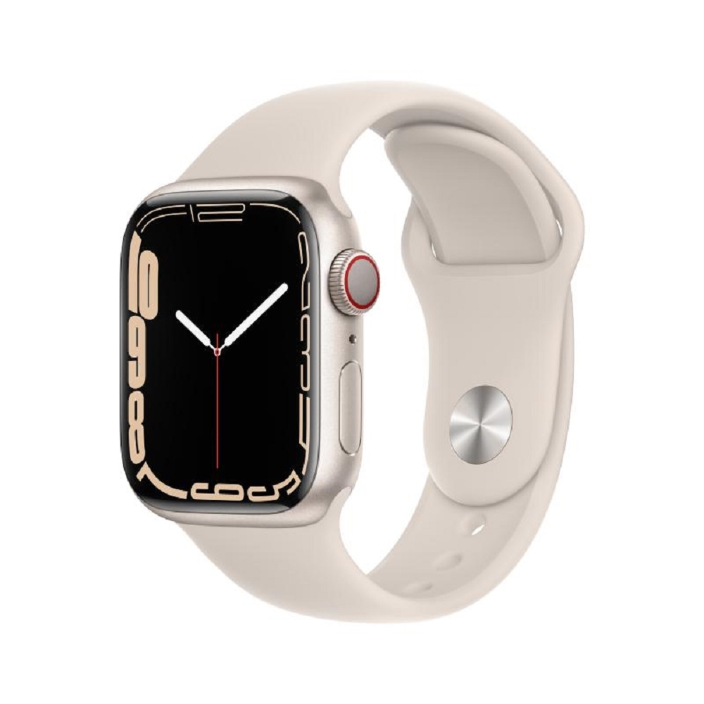 Apple Watch 7 LTE 45mm 星光色金屬鋁錶環/星光色運動錶帶MKJQ3TA/A