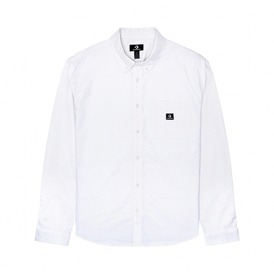 Converse Oxford Shirt 男款 白色 經典 緞紋 刺繡 棉質 襯衫 長袖 10026002-A01