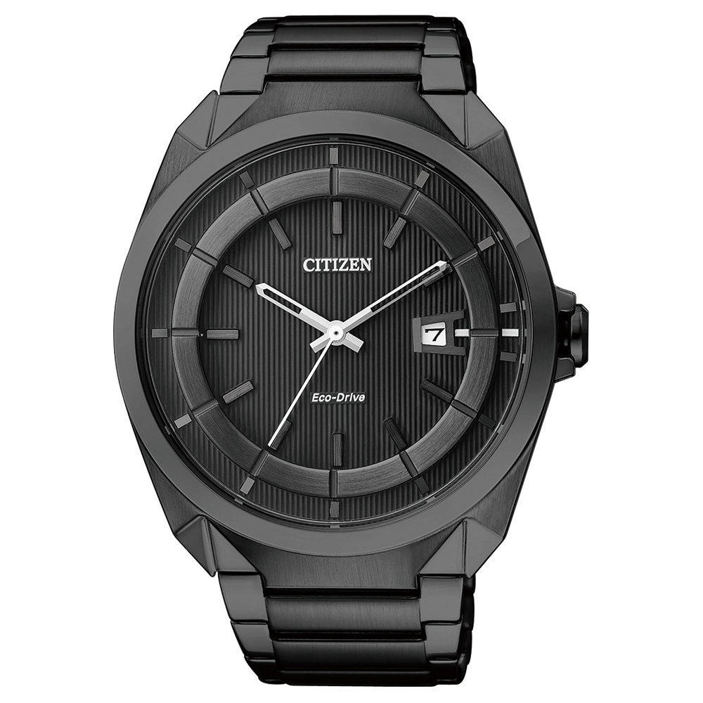 CITIZEN Eco-Drive 經典型男風采全黑鋼(AW1015-53E)