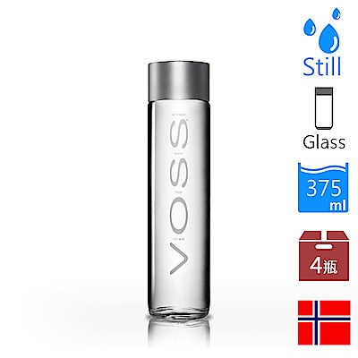VOSS芙絲 挪威礦泉水(375mlx4)-銀蓋玻璃瓶