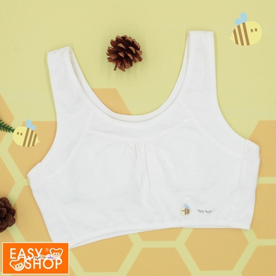 EASY SHOP-easy body-Honeybee無鋼圈美國棉少女短背心-濃濃牛奶白