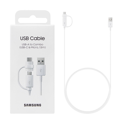 SAMSUNG 1.5M 二合一原廠傳輸線(Type C & Micro USB) 白 / EP-DG930 (公司貨)