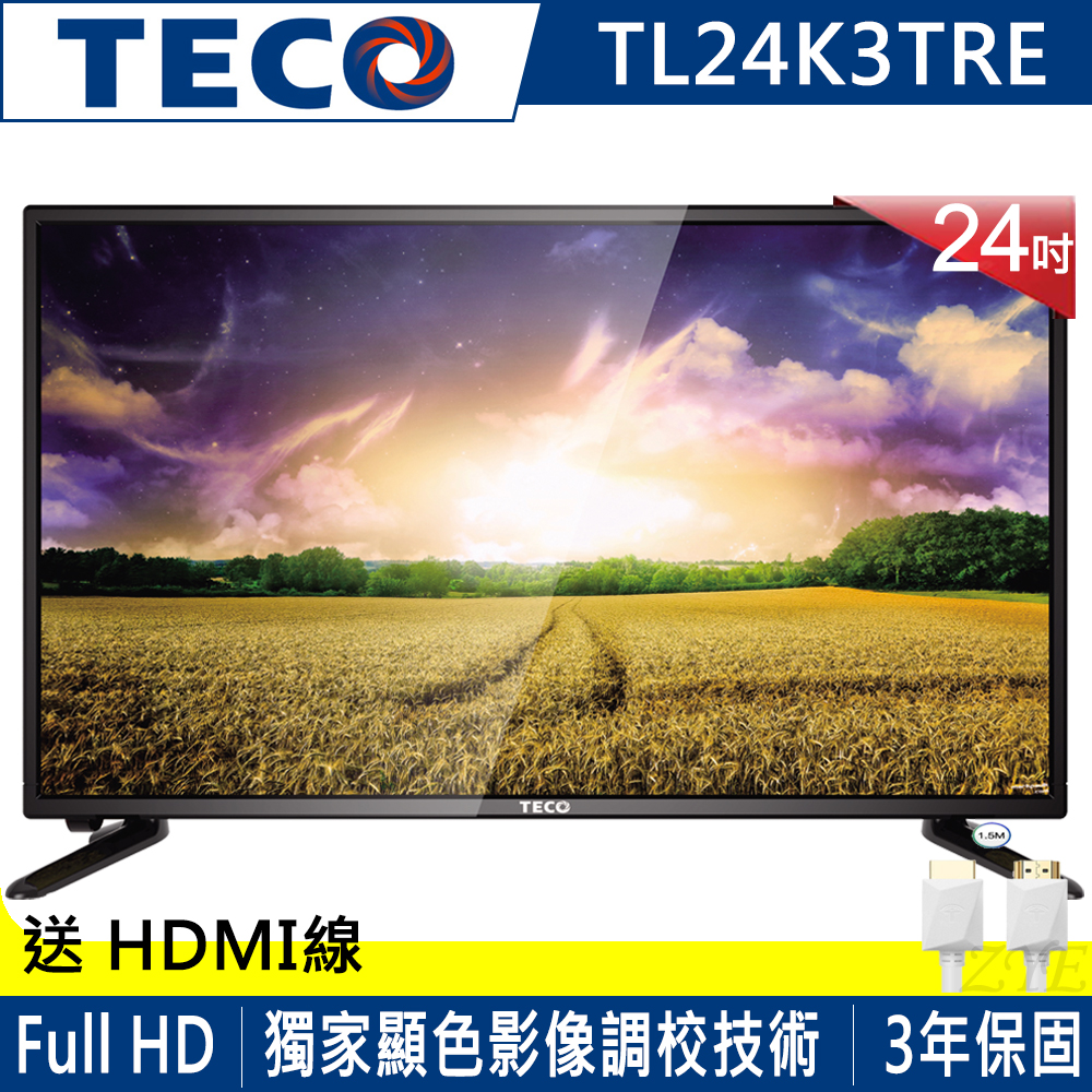 TECO東元 24吋 FHD 低藍光液晶顯示器+視訊盒 TL24K3TRE